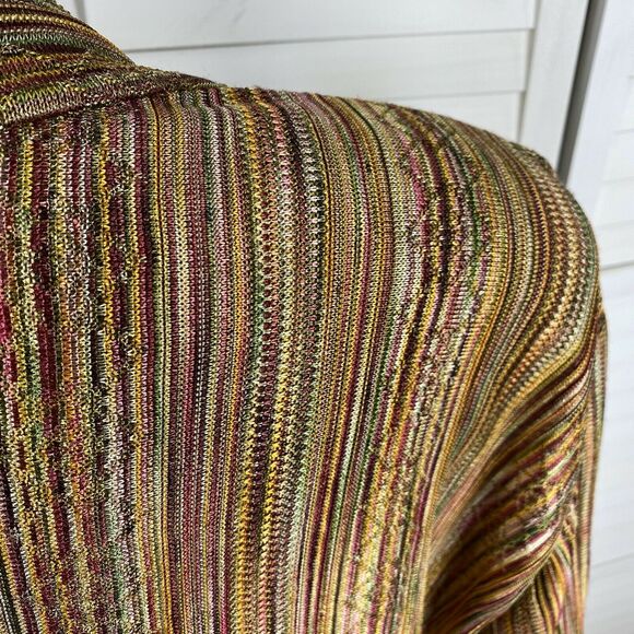 Heydari Twin Set Tank Top Cardigan Sweater Shimmer Striped Lagenlook Art Size L - Picture 6 of 11